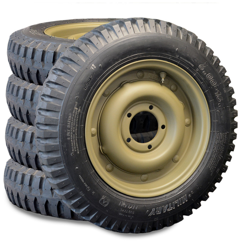 Kit 5 Combat Split Wheel With Tyres – Réf. WOA5467DK5 – Jeep Willys / Ford GPW Kit 5 Combat Split Wheel With Tyres – Réf. WOA5467DK5 – Jeep Willys / Ford GPW