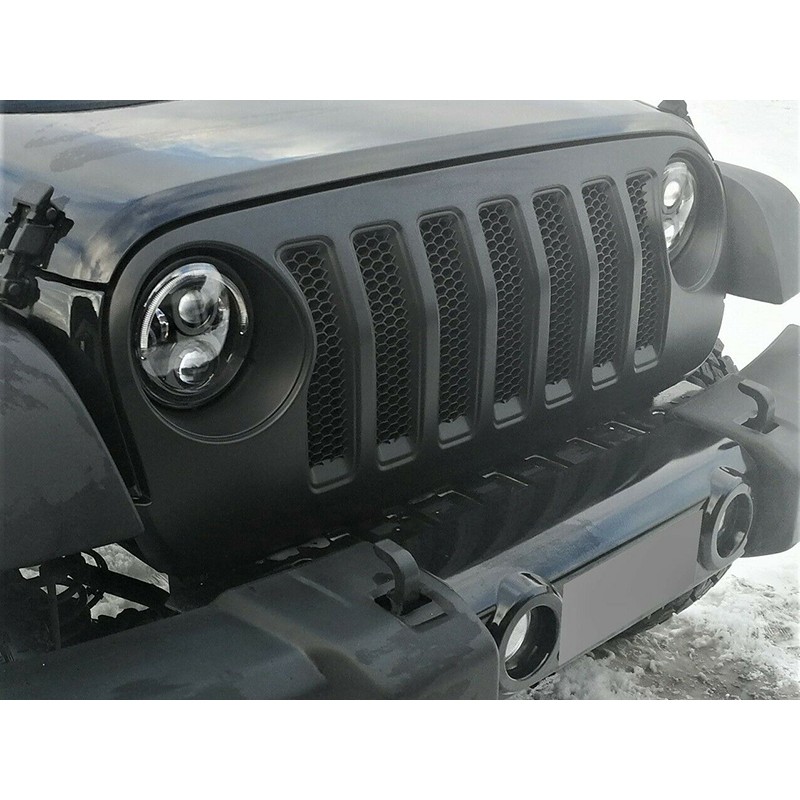 Calandre Angry Style Noir Mat Pour Jeep Wrangler JK 2007‑2018 – Look Agressif, Installation Facile Sans Perçage - 12